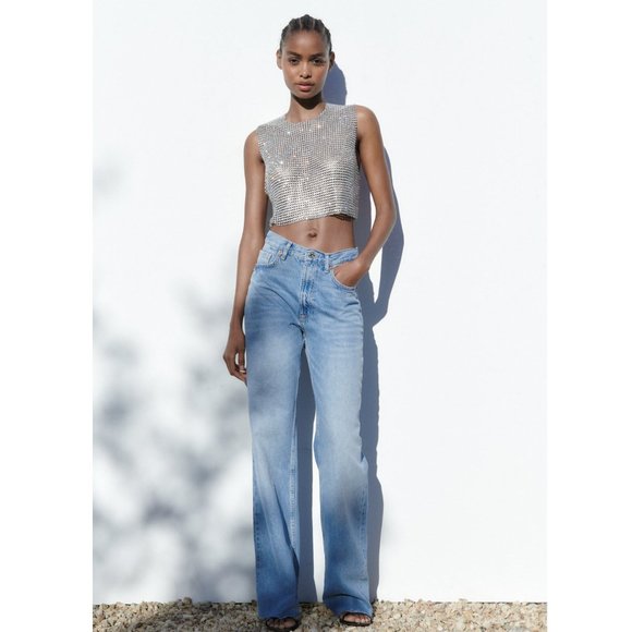 BLOGGER'S FAVE! Zara Open Back Rhinestone Top NWT - Picture 16 of 17